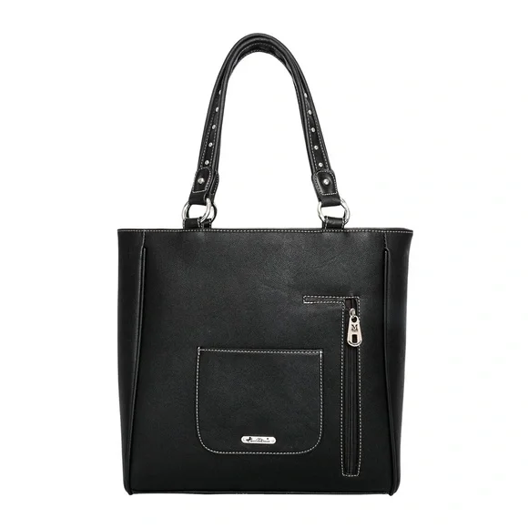 Elegant Black and Cream Studded Tote Bag - Picture 2 of 6